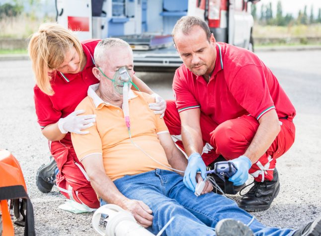 Rescue Team Providing First Aid